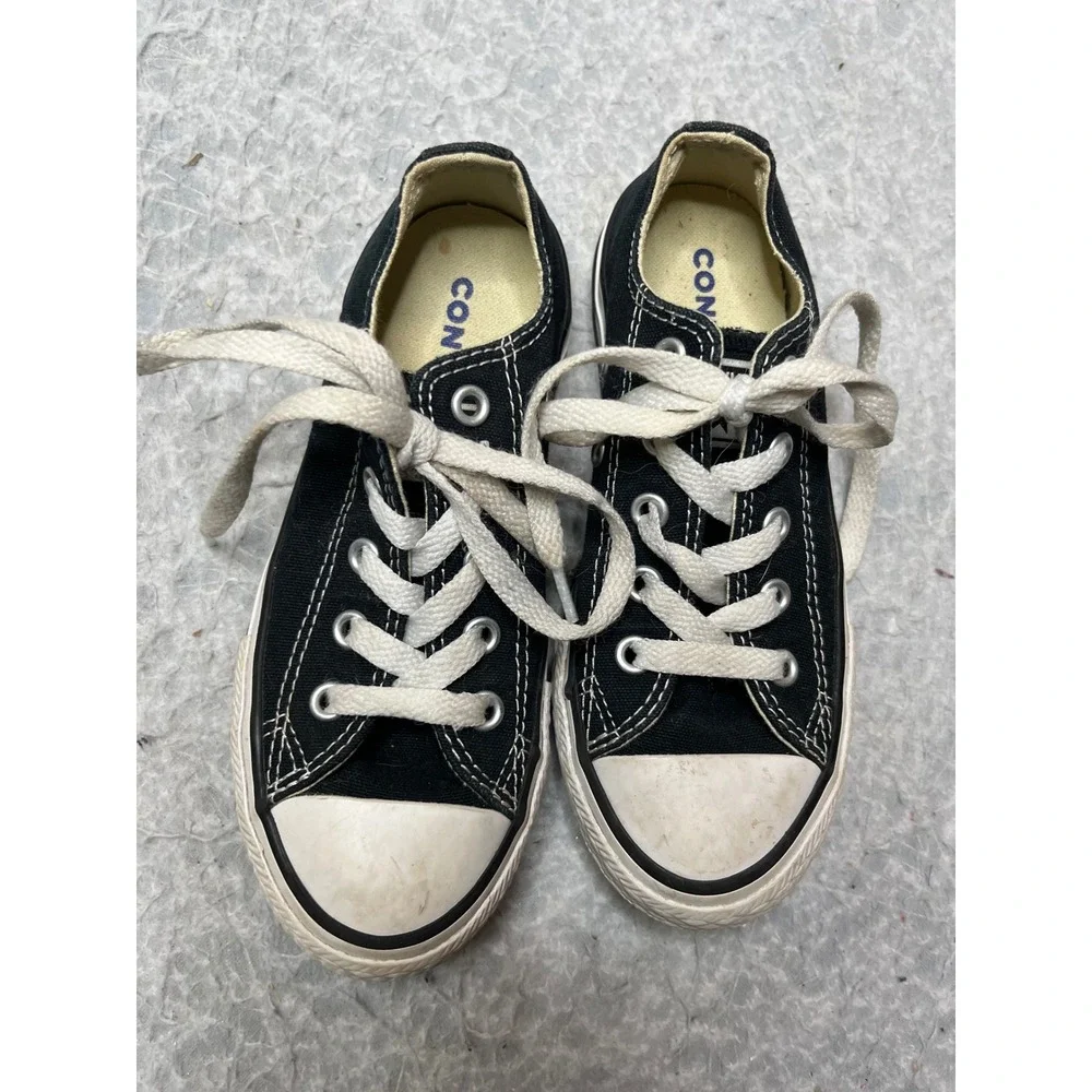Converse Chuck Taylor All Star Low Top Black Canvas Youth Sneakers 3J235 Size 12